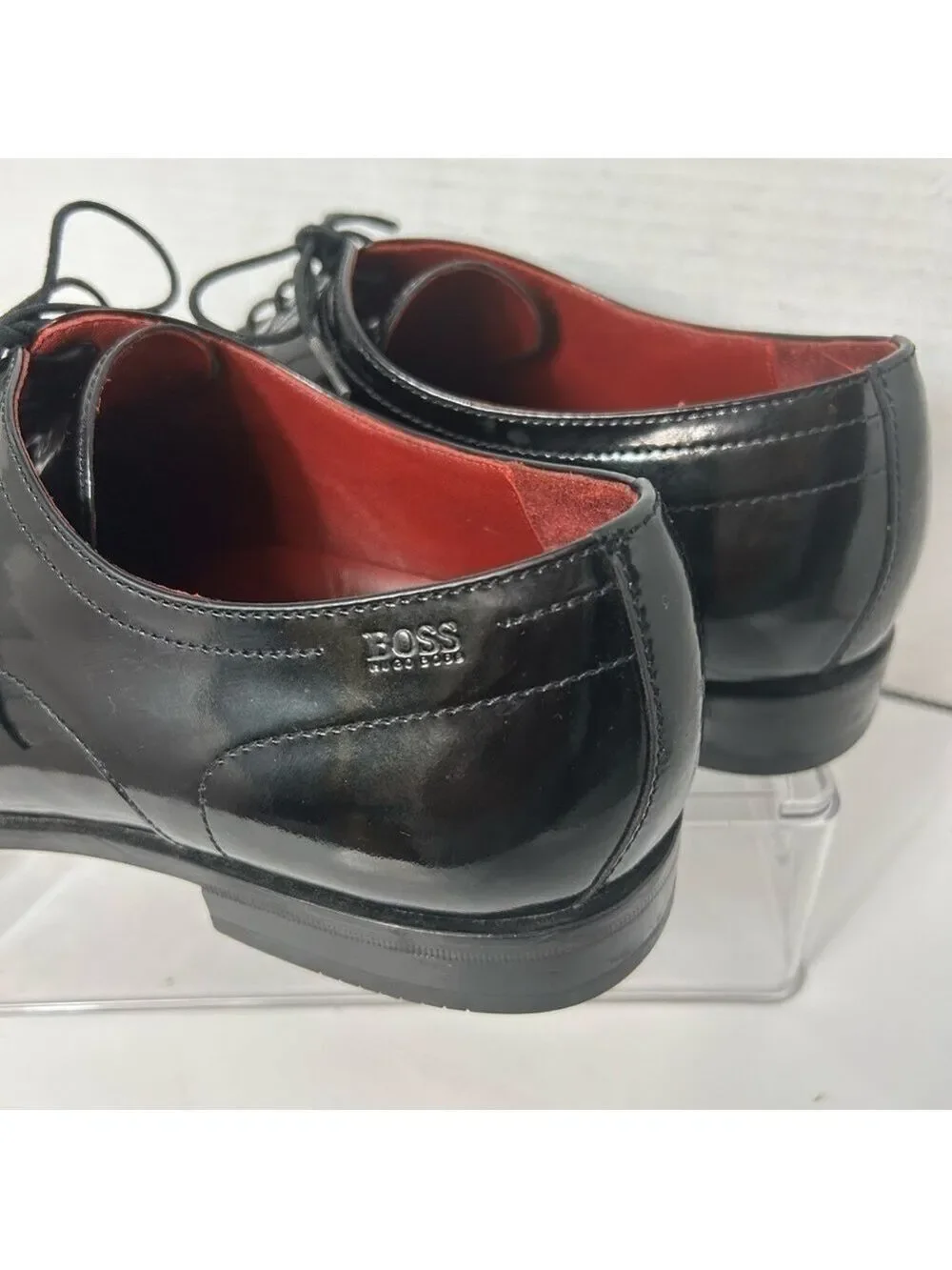 Hugo Boss Men’s Dress Shoes 9.5 Patent Leather Black Lace Up Tuxedo Black Tie